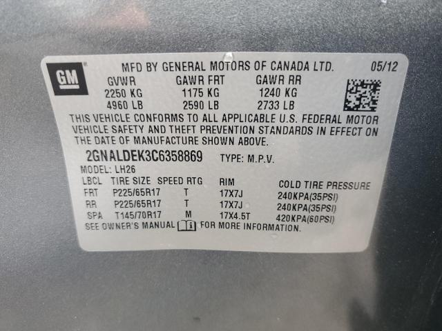 Photo 11 VIN: 2GNALDEK3C6358869 - CHEVROLET EQUINOX LT 