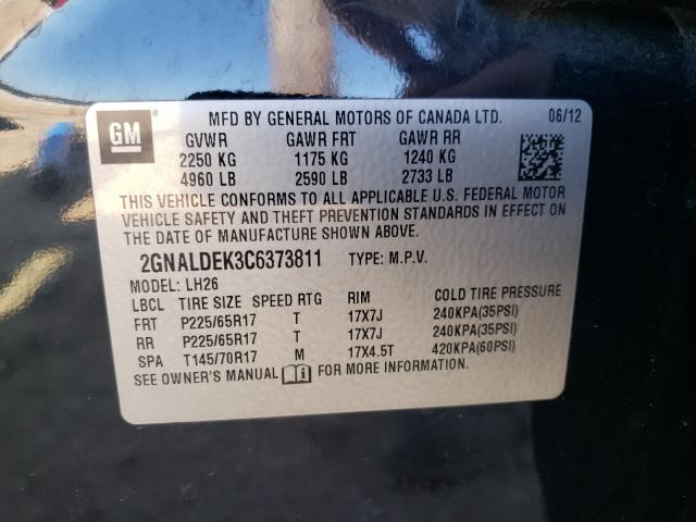 Photo 9 VIN: 2GNALDEK3C6373811 - CHEVROLET EQUINOX LT 