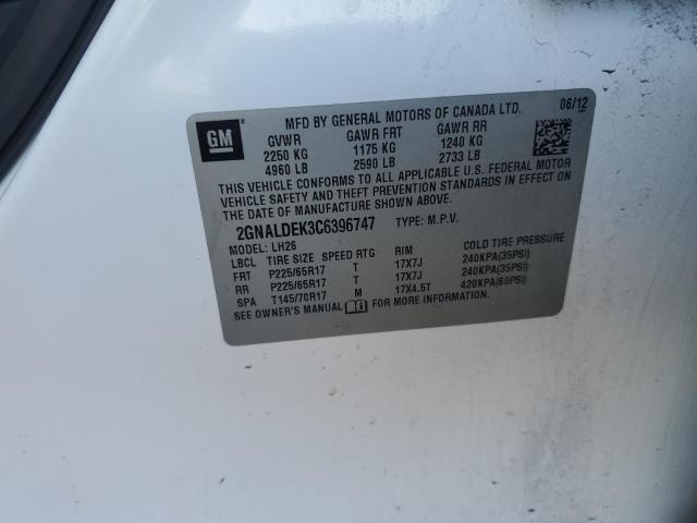 Photo 12 VIN: 2GNALDEK3C6396747 - CHEVROLET EQUINOX LT 