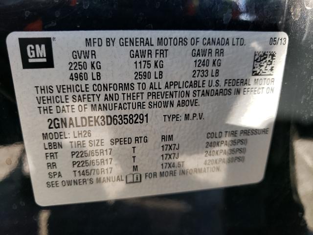 Photo 9 VIN: 2GNALDEK3D6358291 - CHEVROLET EQUINOX LT 