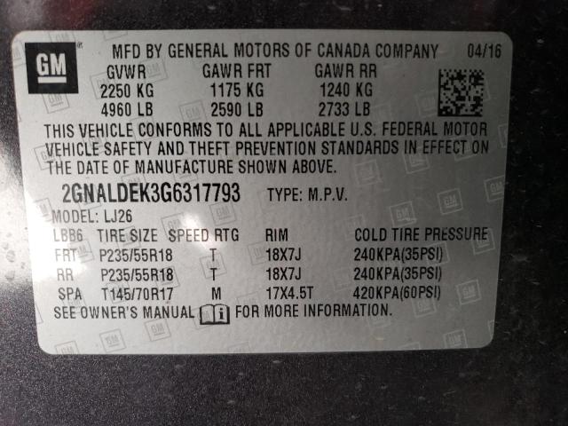 Photo 13 VIN: 2GNALDEK3G6317793 - CHEVROLET EQUINOX LT 