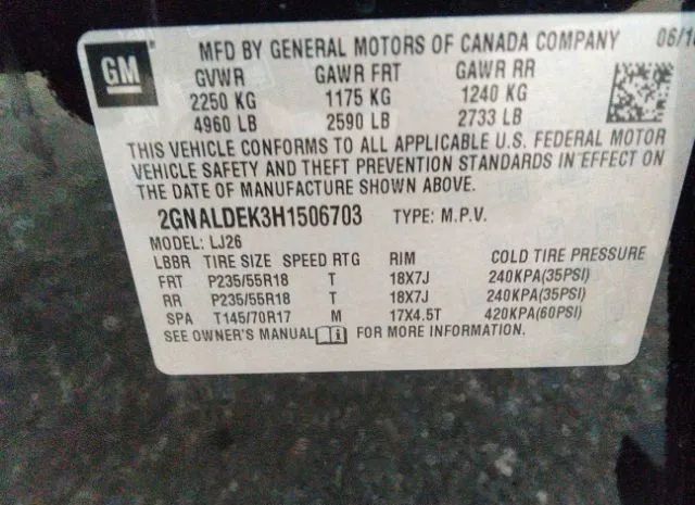 Photo 8 VIN: 2GNALDEK3H1506703 - CHEVROLET EQUINOX 