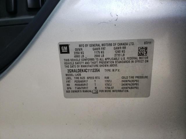 Photo 9 VIN: 2GNALDEK4C1112264 - CHEVROLET EQUINOX LT 