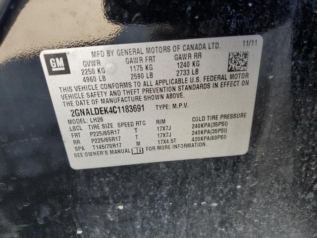 Photo 9 VIN: 2GNALDEK4C1183691 - CHEVROLET EQUINOX LT 