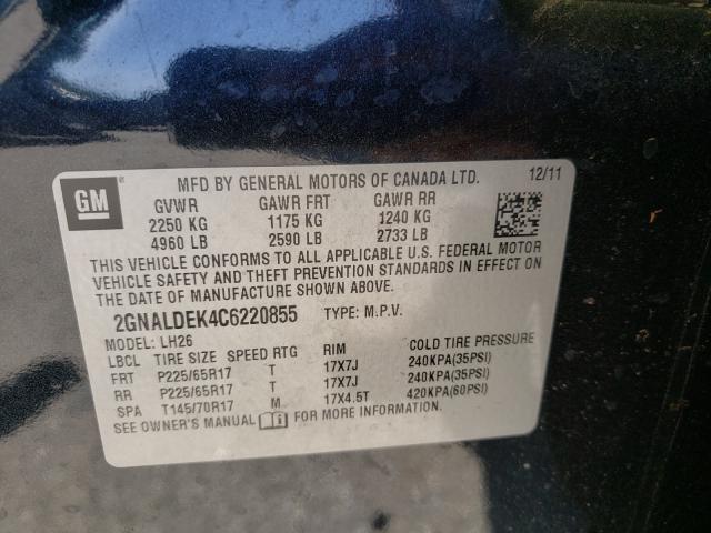 Photo 9 VIN: 2GNALDEK4C6220855 - CHEVROLET EQUINOX LT 