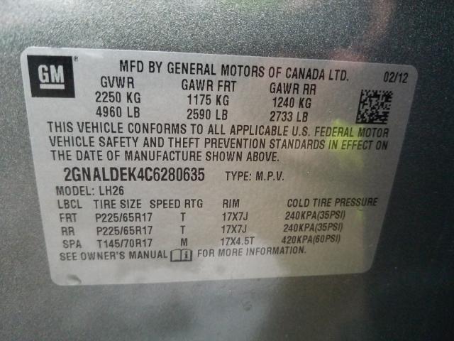 Photo 9 VIN: 2GNALDEK4C6280635 - CHEVROLET EQUINOX LT 