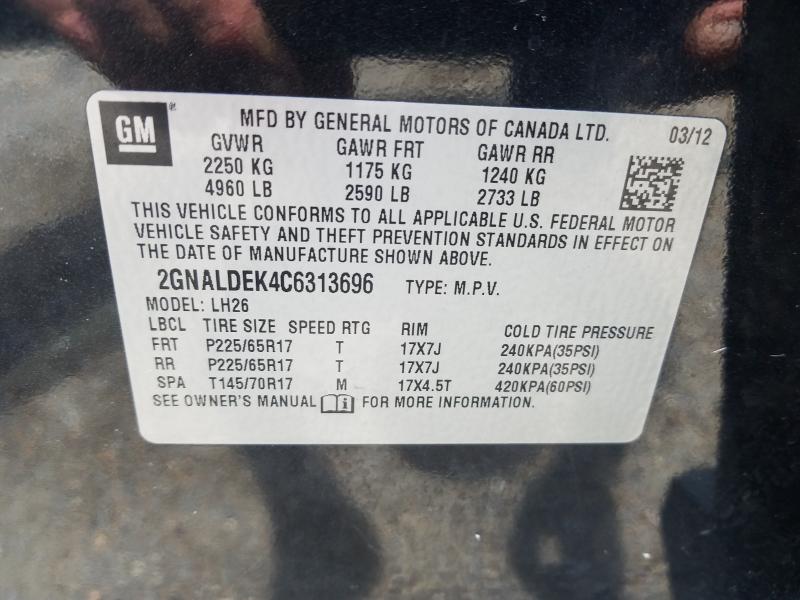 Photo 9 VIN: 2GNALDEK4C6313696 - CHEVROLET EQUINOX LT 