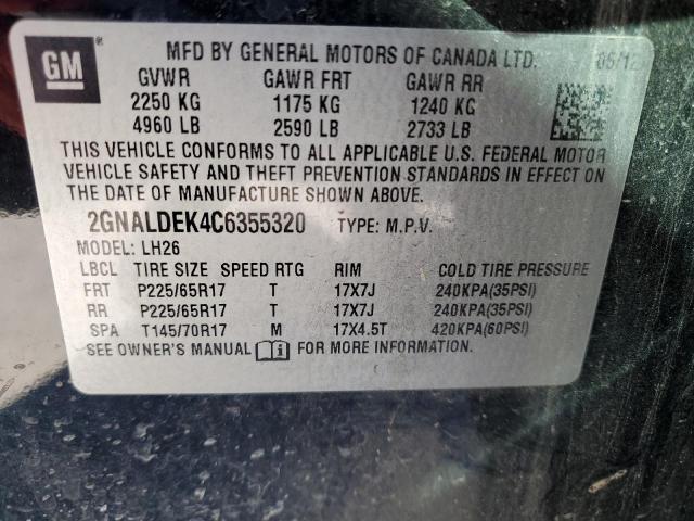 Photo 9 VIN: 2GNALDEK4C6355320 - CHEVROLET EQUINOX LT 