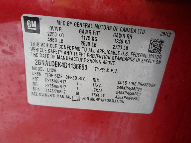 Photo 11 VIN: 2GNALDEK4D1136680 - CHEVROLET EQUINOX 