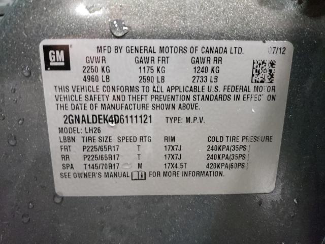 Photo 9 VIN: 2GNALDEK4D6111121 - CHEVROLET EQUINOX LT 