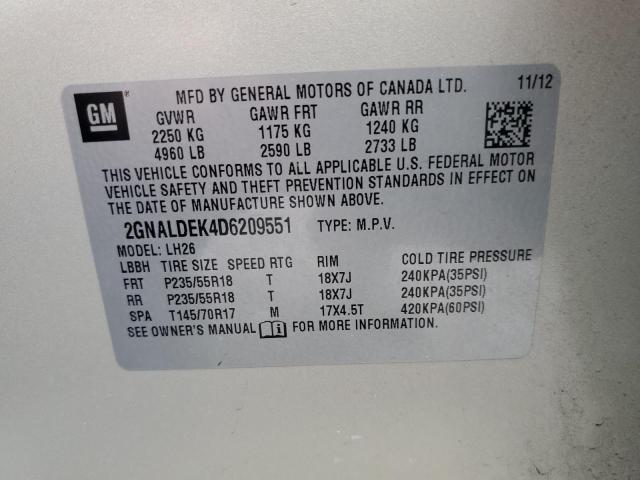 Photo 11 VIN: 2GNALDEK4D6209551 - CHEVROLET EQUINOX 