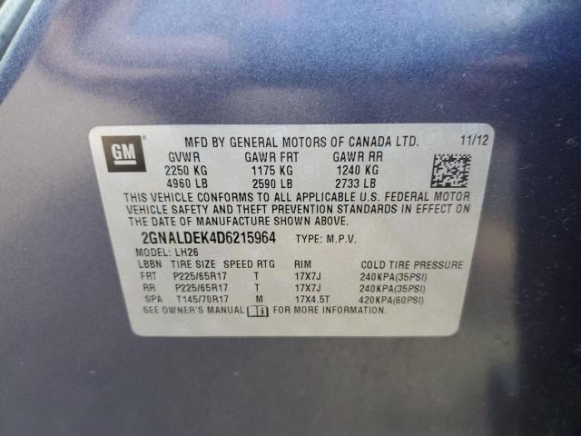 Photo 9 VIN: 2GNALDEK4D6215964 - CHEVROLET EQUINOX LT 