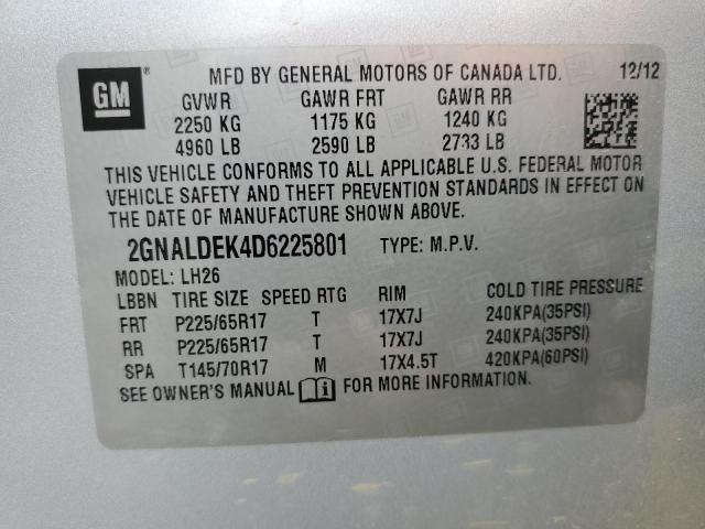 Photo 12 VIN: 2GNALDEK4D6225801 - CHEVROLET EQUINOX LT 