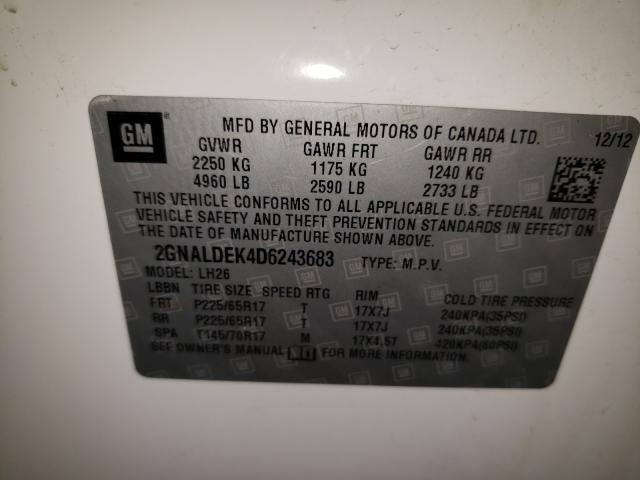 Photo 9 VIN: 2GNALDEK4D6243683 - CHEVROLET EQUINOX LT 