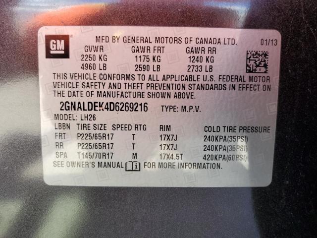 Photo 13 VIN: 2GNALDEK4D6269216 - CHEVROLET EQUINOX LT 