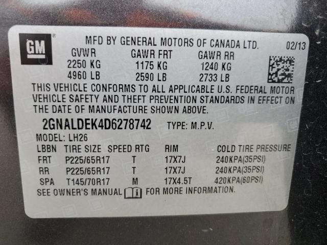 Photo 12 VIN: 2GNALDEK4D6278742 - CHEVROLET EQUINOX LT 