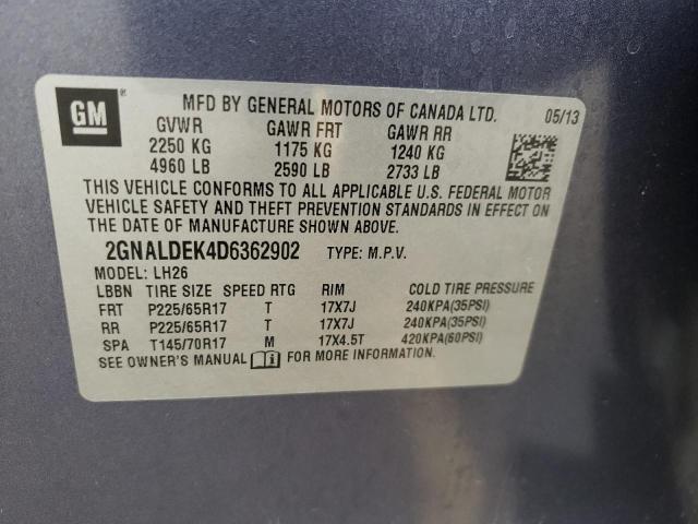 Photo 9 VIN: 2GNALDEK4D6362902 - CHEVROLET EQUINOX LT 