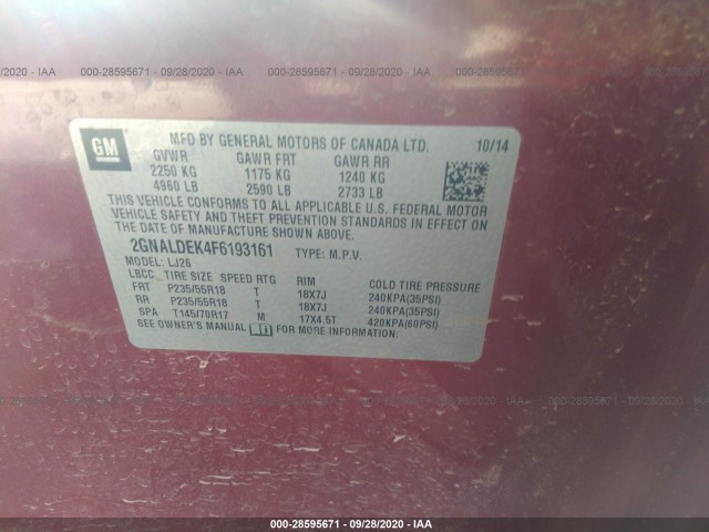 Photo 8 VIN: 2GNALDEK4F6193161 - CHEVROLET EQUINOX 