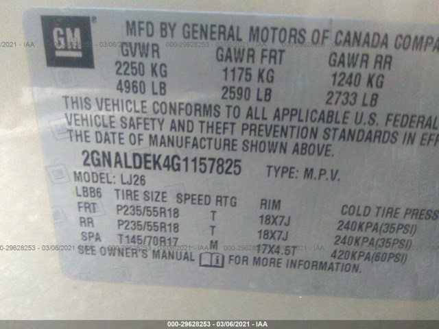 Photo 8 VIN: 2GNALDEK4G1157825 - CHEVROLET EQUINOX 