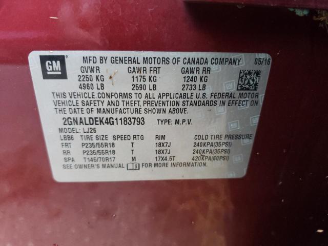 Photo 9 VIN: 2GNALDEK4G1183793 - CHEVROLET EQUINOX LT 