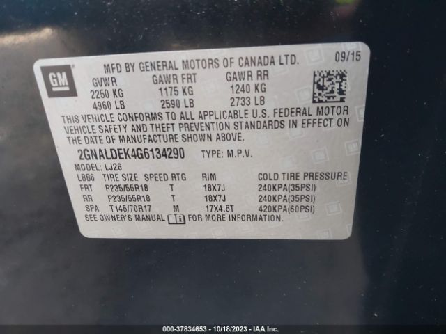 Photo 8 VIN: 2GNALDEK4G6134290 - CHEVROLET EQUINOX 