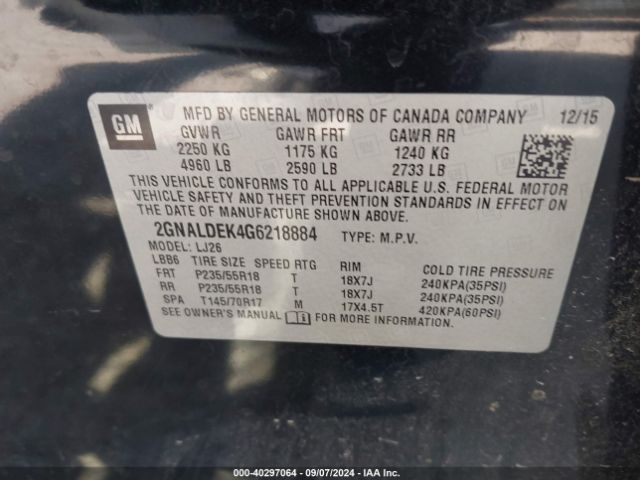 Photo 8 VIN: 2GNALDEK4G6218884 - CHEVROLET EQUINOX 