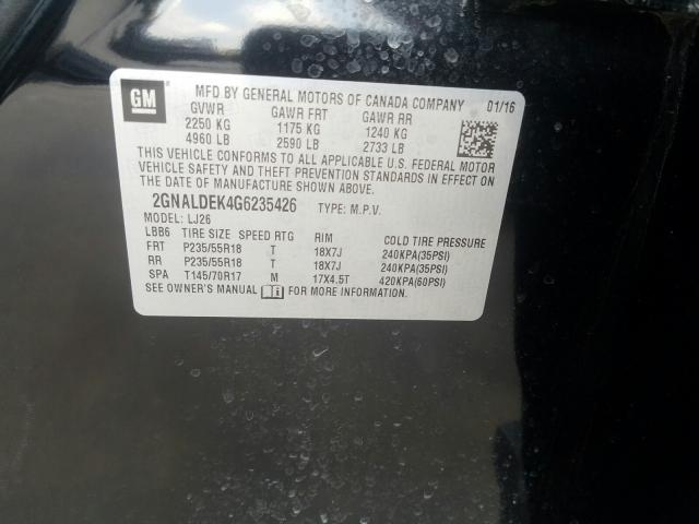 Photo 9 VIN: 2GNALDEK4G6235426 - CHEVROLET EQUINOX LT 