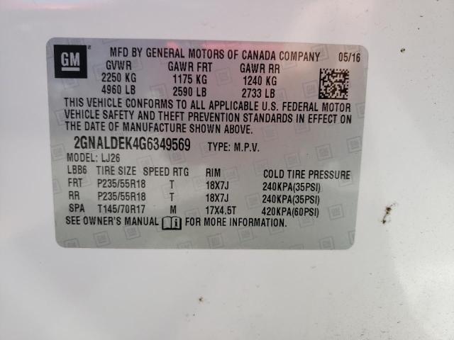 Photo 9 VIN: 2GNALDEK4G6349569 - CHEVROLET EQUINOX LT 