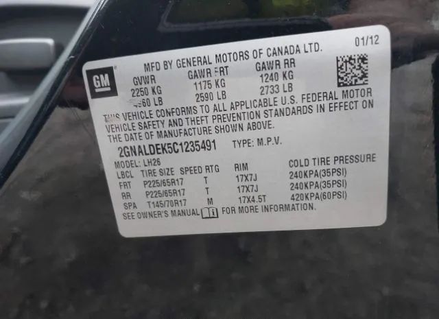 Photo 8 VIN: 2GNALDEK5C1235491 - CHEVROLET EQUINOX 