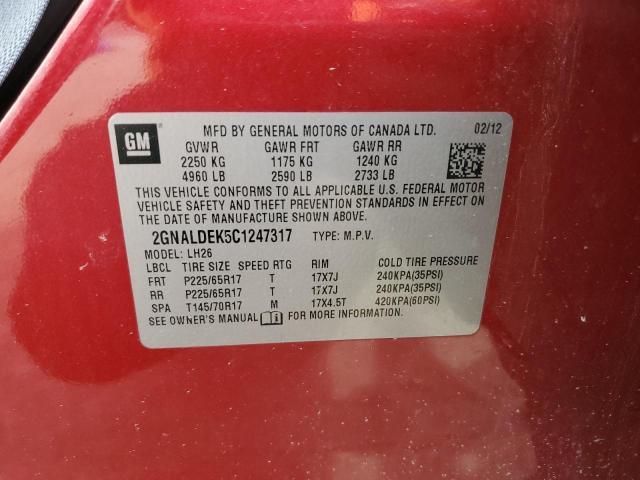 Photo 12 VIN: 2GNALDEK5C1247317 - CHEVROLET EQUINOX LT 