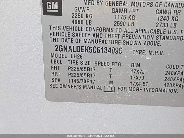 Photo 8 VIN: 2GNALDEK5C6134096 - CHEVROLET EQUINOX 