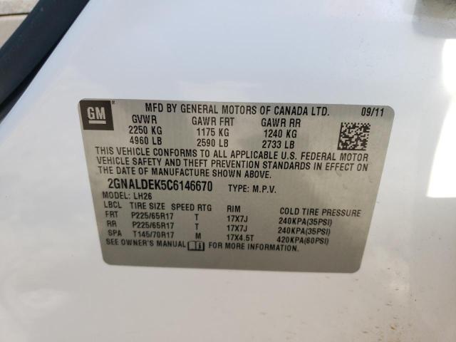 Photo 9 VIN: 2GNALDEK5C6146670 - CHEVROLET EQUINOX LT 