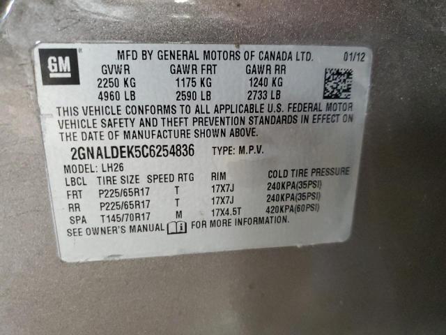 Photo 12 VIN: 2GNALDEK5C6254836 - CHEVROLET EQUINOX LT 