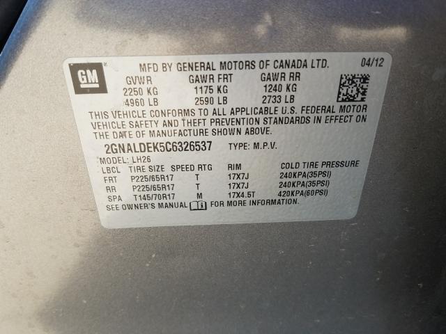 Photo 9 VIN: 2GNALDEK5C6326537 - CHEVROLET EQUINOX LT 