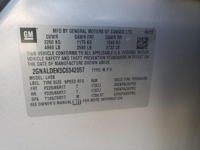 Photo 9 VIN: 2GNALDEK5C6342057 - CHEVROLET EQUINOX LT 