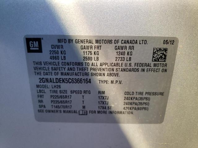 Photo 9 VIN: 2GNALDEK5C6366164 - CHEVROLET EQUINOX LT 