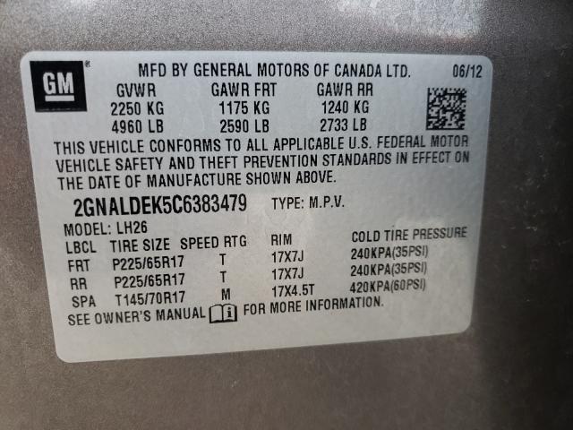 Photo 9 VIN: 2GNALDEK5C6383479 - CHEVROLET EQUINOX LT 