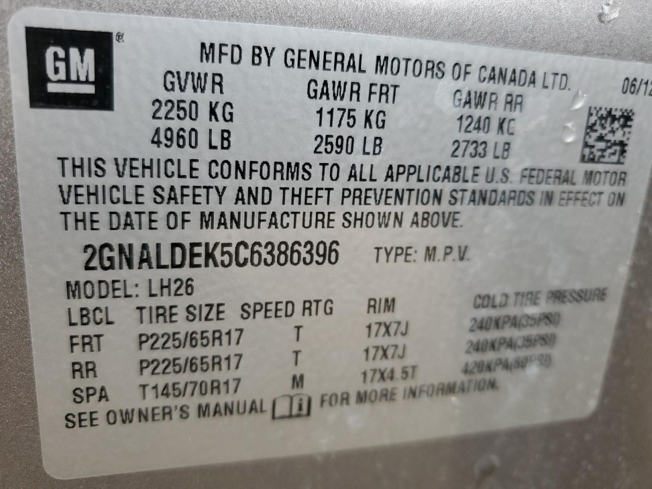 Photo 13 VIN: 2GNALDEK5C6386396 - CHEVROLET EQUINOX 