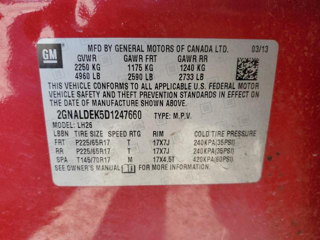 Photo 12 VIN: 2GNALDEK5D1247660 - CHEVROLET EQUINOX 