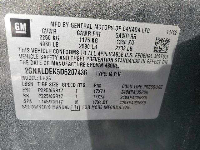 Photo 12 VIN: 2GNALDEK5D6207436 - CHEVROLET EQUINOX 