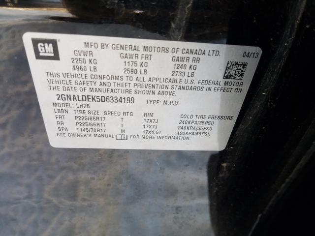 Photo 9 VIN: 2GNALDEK5D6334199 - CHEVROLET EQUINOX LT 