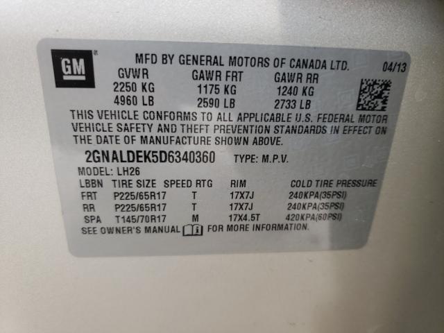 Photo 9 VIN: 2GNALDEK5D6340360 - CHEVROLET EQUINOX LT 