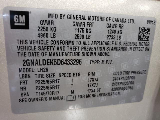 Photo 9 VIN: 2GNALDEK5D6433296 - CHEVROLET EQUINOX LT 