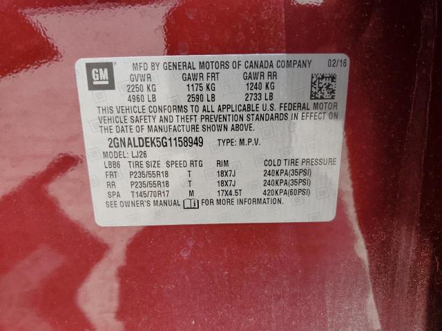 Photo 13 VIN: 2GNALDEK5G1158949 - CHEVROLET EQUINOX LT 