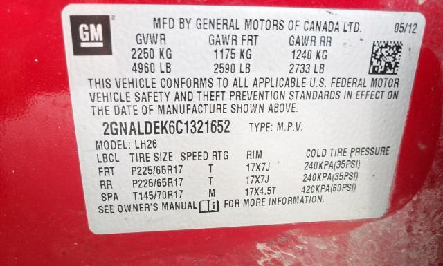 Photo 9 VIN: 2GNALDEK6C1321652 - CHEVROLET EQUINOX 