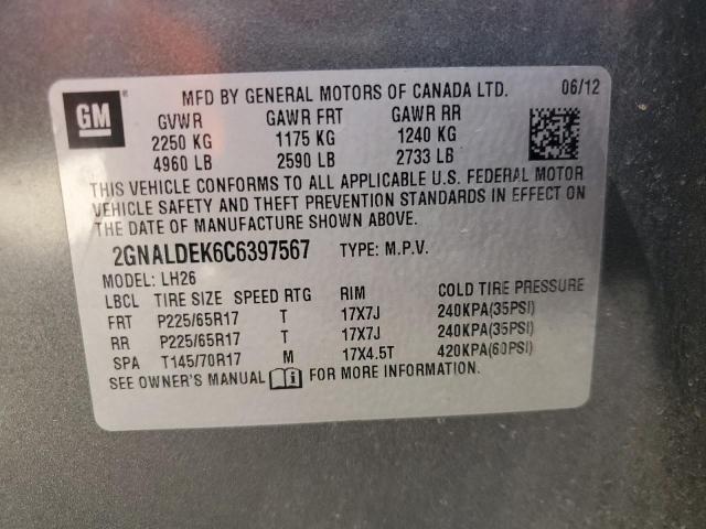 Photo 12 VIN: 2GNALDEK6C6397567 - CHEVROLET EQUINOX LT 