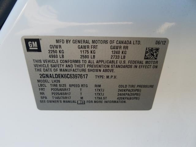 Photo 9 VIN: 2GNALDEK6C6397617 - CHEVROLET EQUINOX LT 