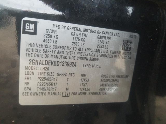 Photo 9 VIN: 2GNALDEK6D1239924 - CHEVROLET EQUINOX LT 