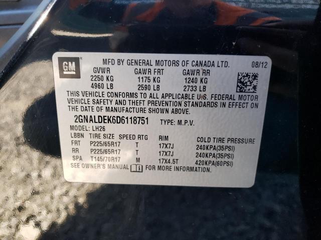 Photo 12 VIN: 2GNALDEK6D6118751 - CHEVROLET EQUINOX 