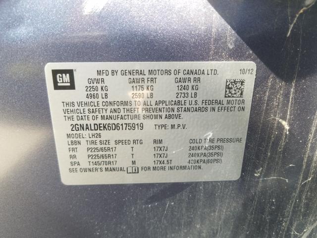 Photo 9 VIN: 2GNALDEK6D6175919 - CHEVROLET EQUINOX LT 